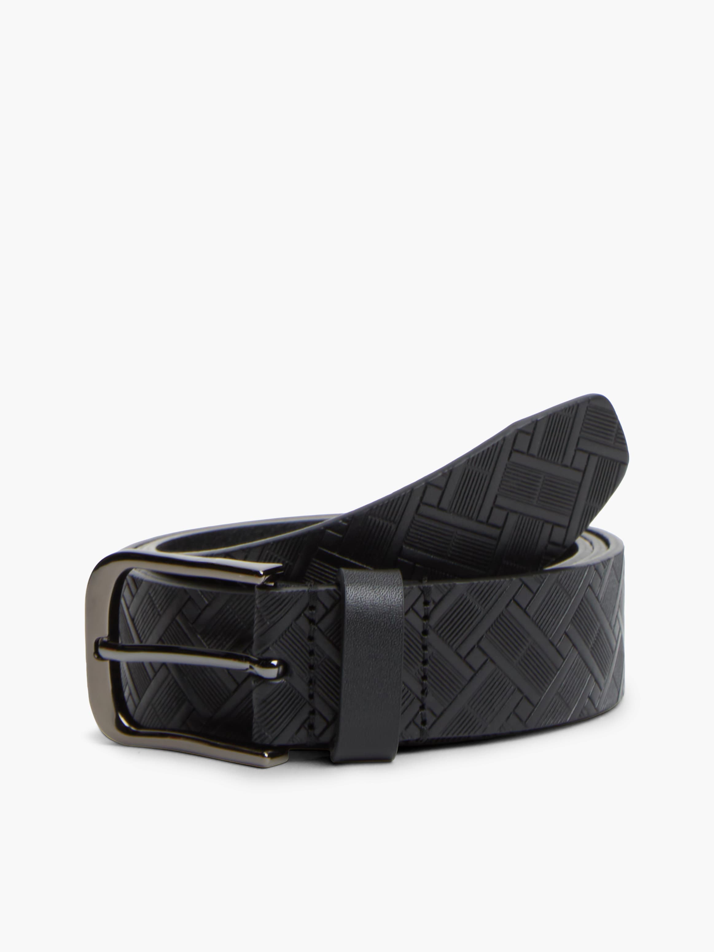 Flag Embossed Square Buckle Leather Belt