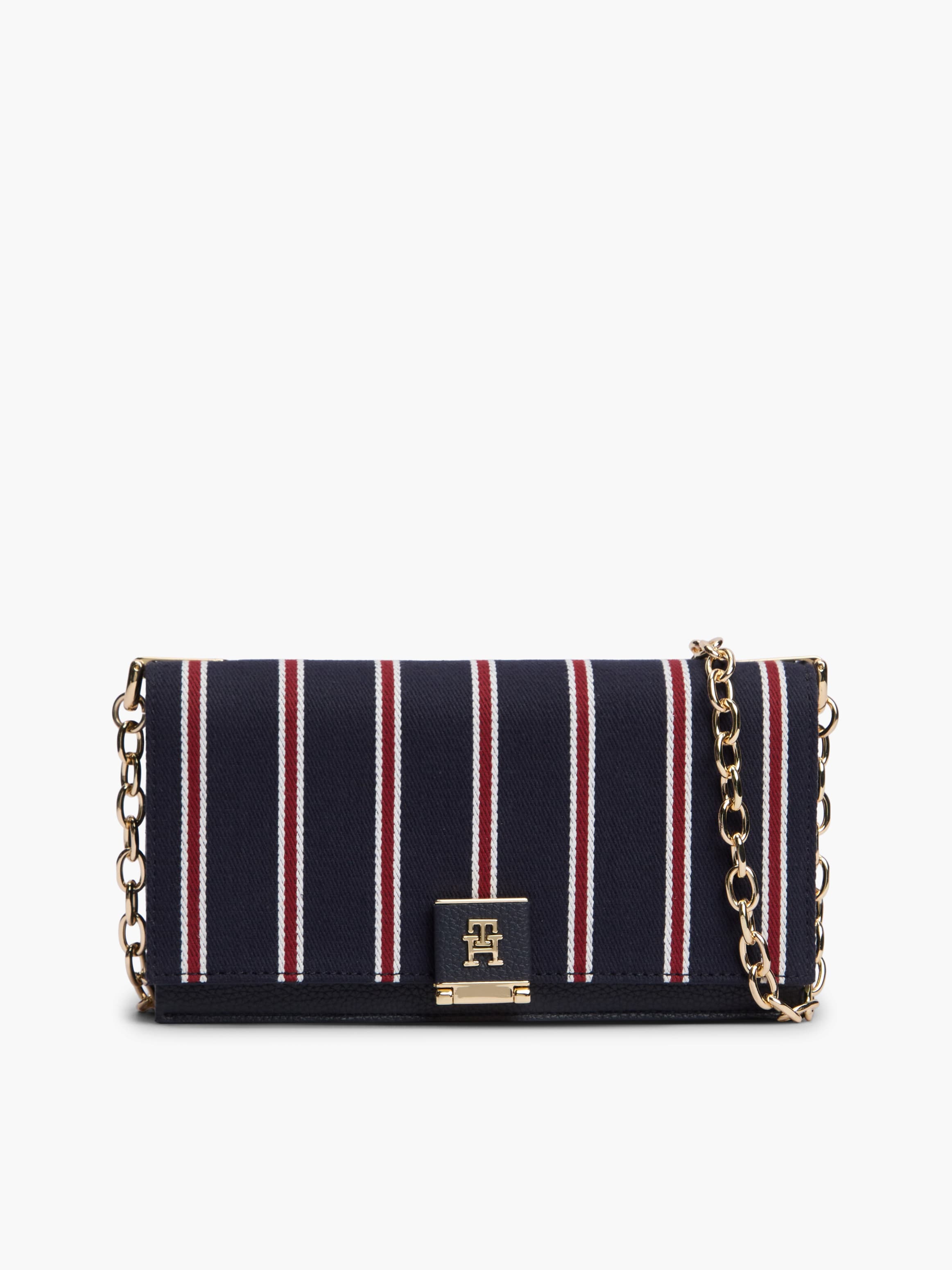 Global Stripe Chain Crossbody Bag
