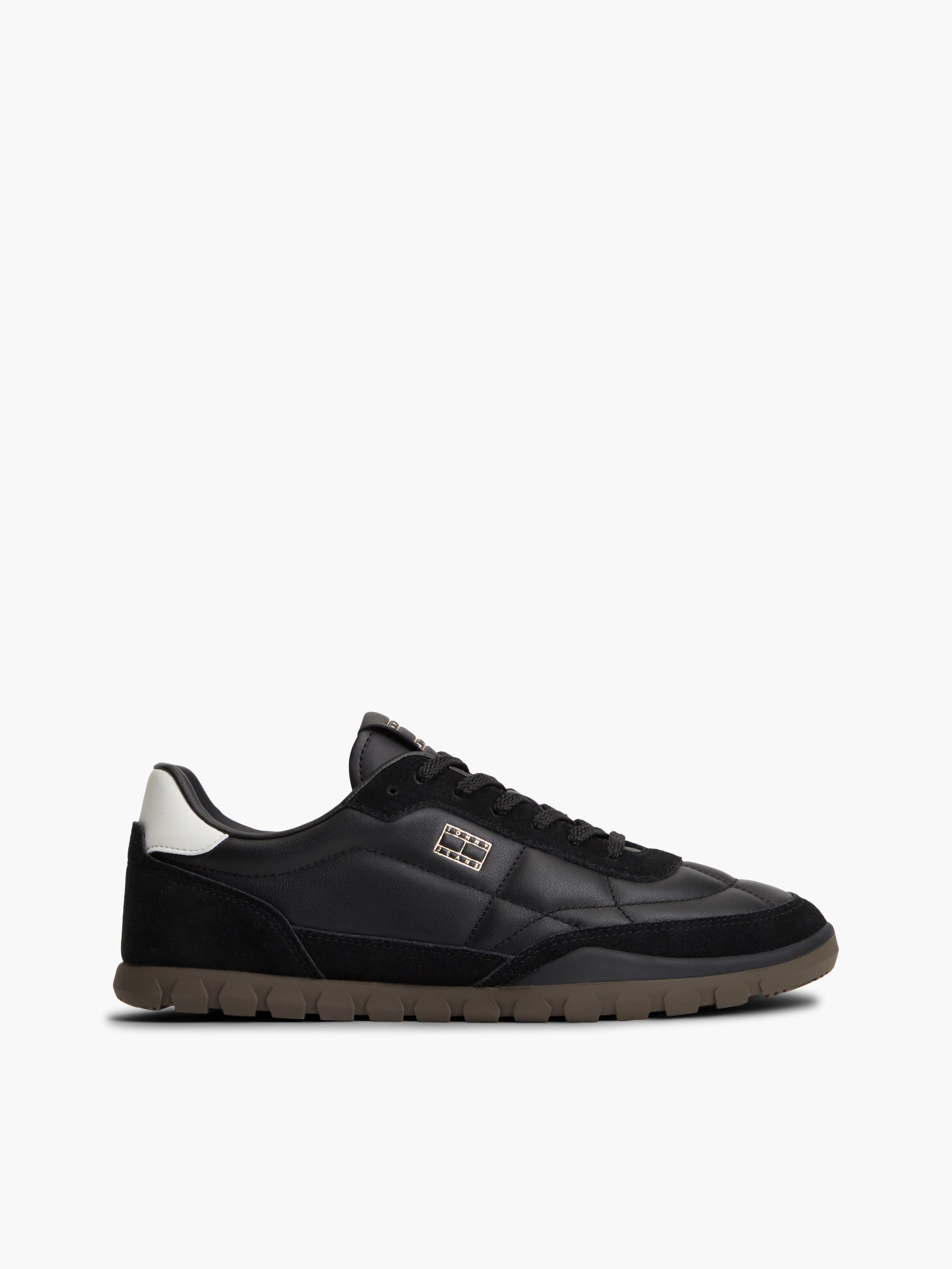 Leather Mixed Textured Low Profile Trainers