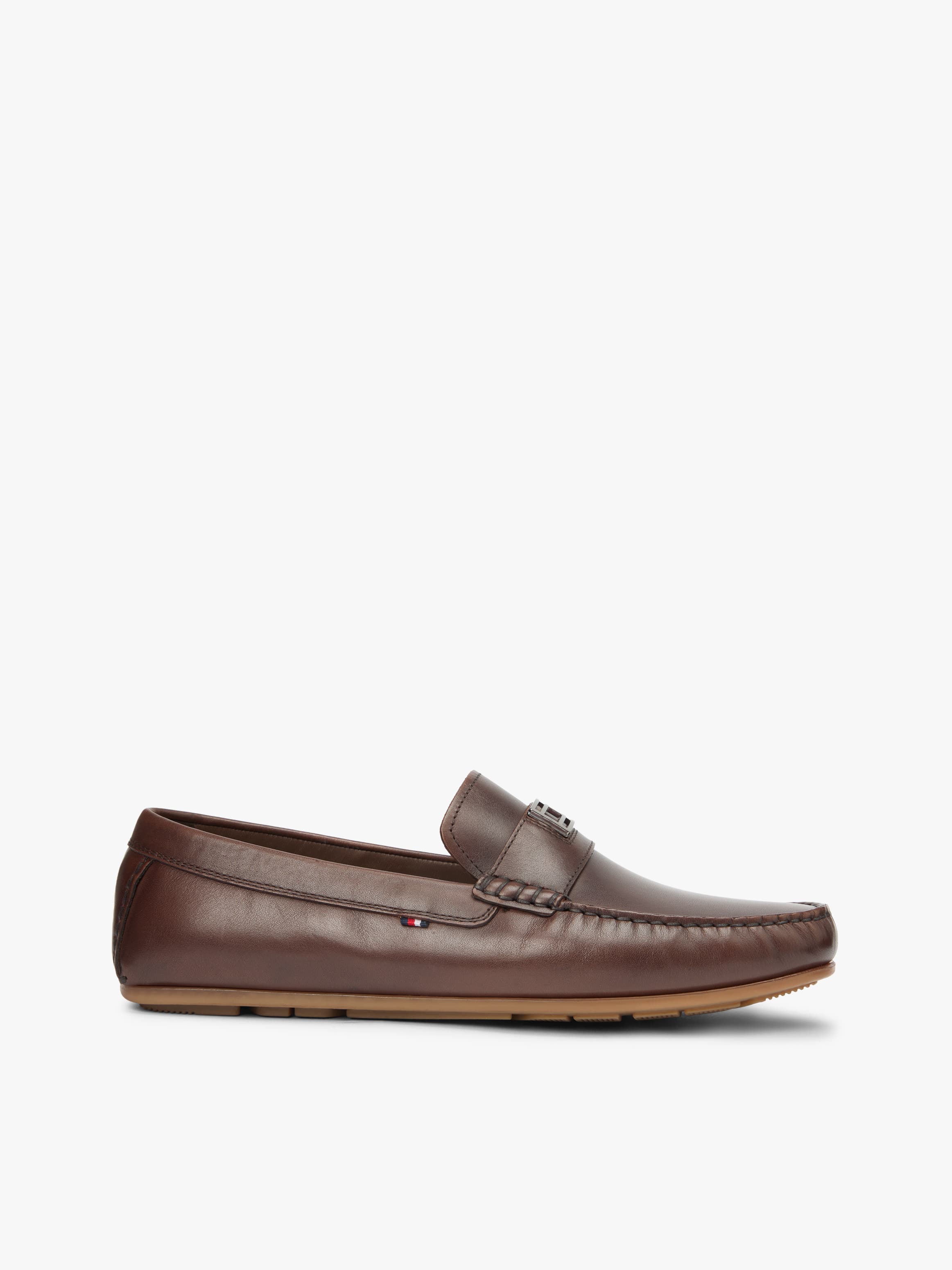 Flag Plaque Leather Driver Shoes