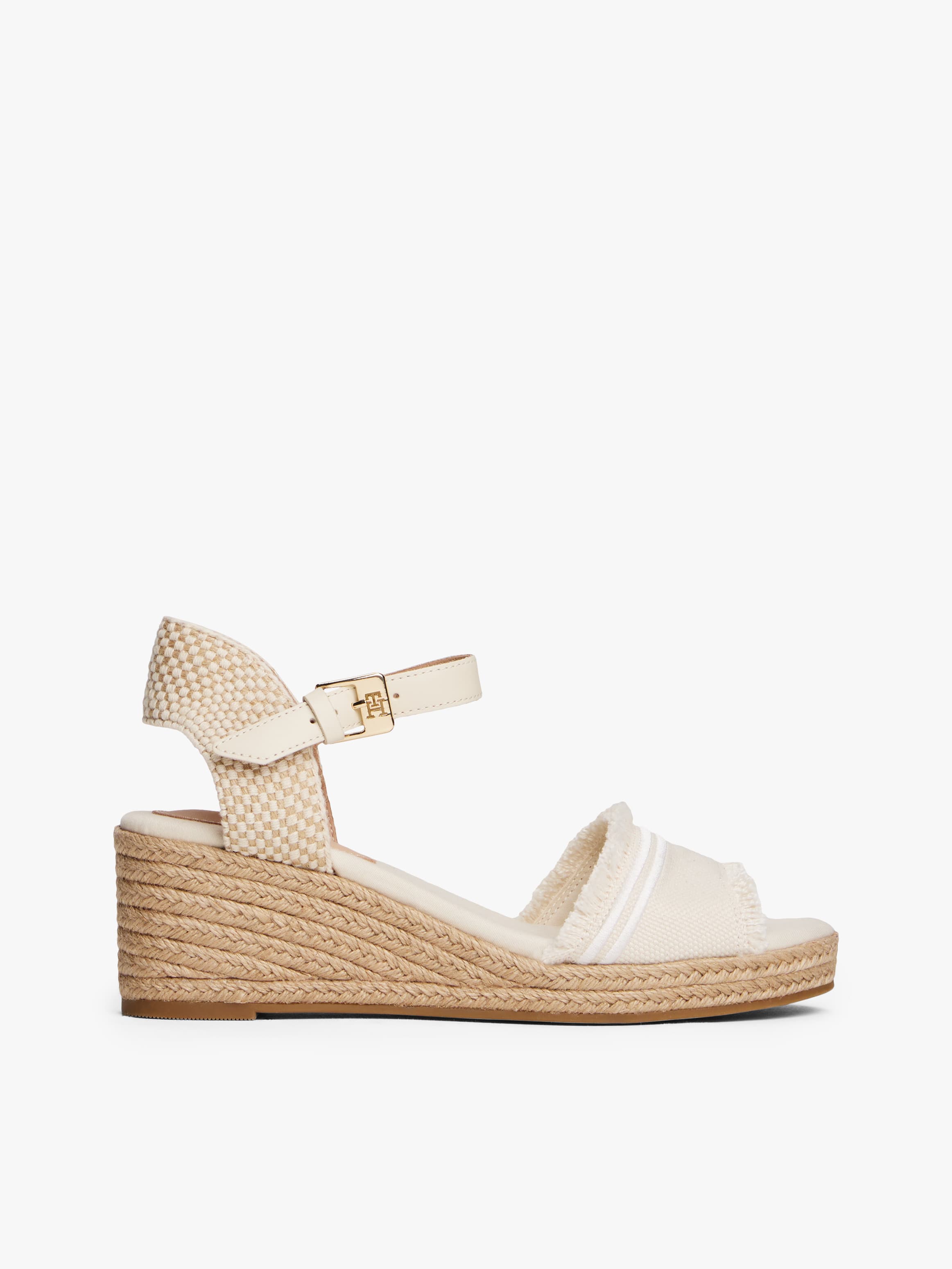 Fringe Canvas Wedge Sandals