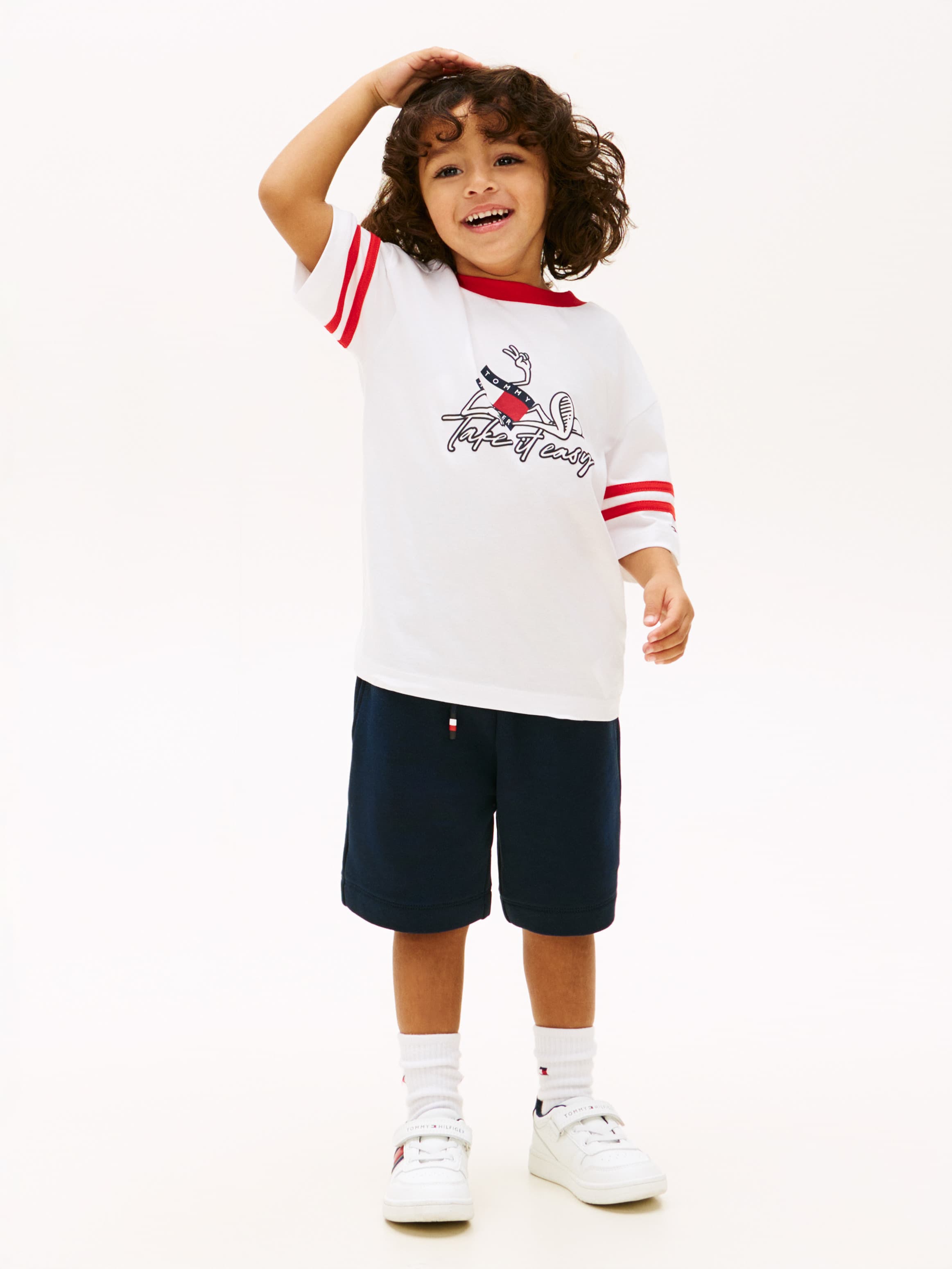 Wavy Flag Graphic T-Shirt and Sweat Shorts Set