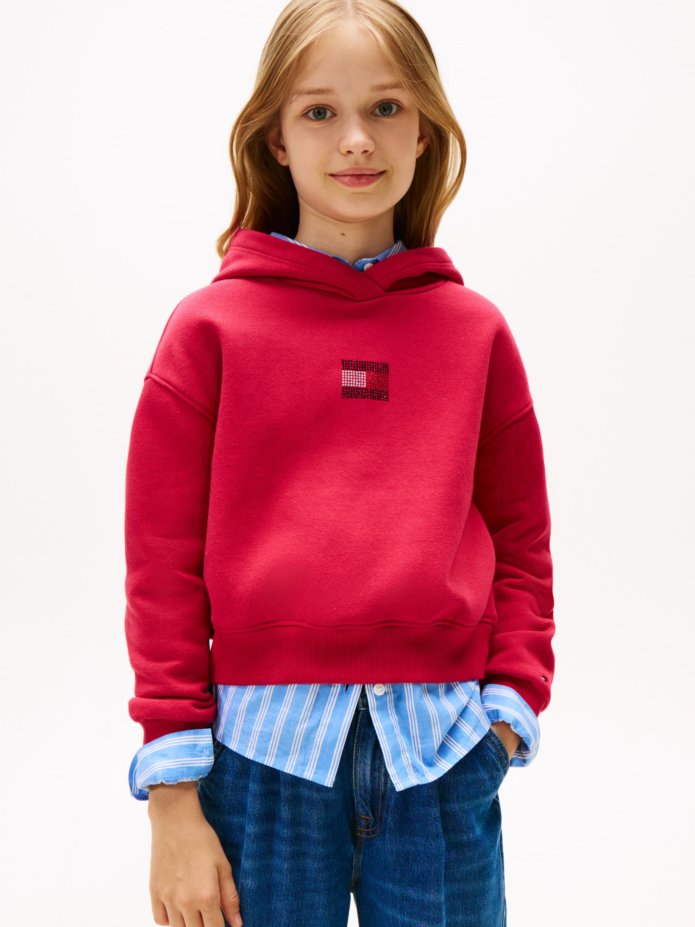 Diamanté Flag Relaxed Fleece Hoody