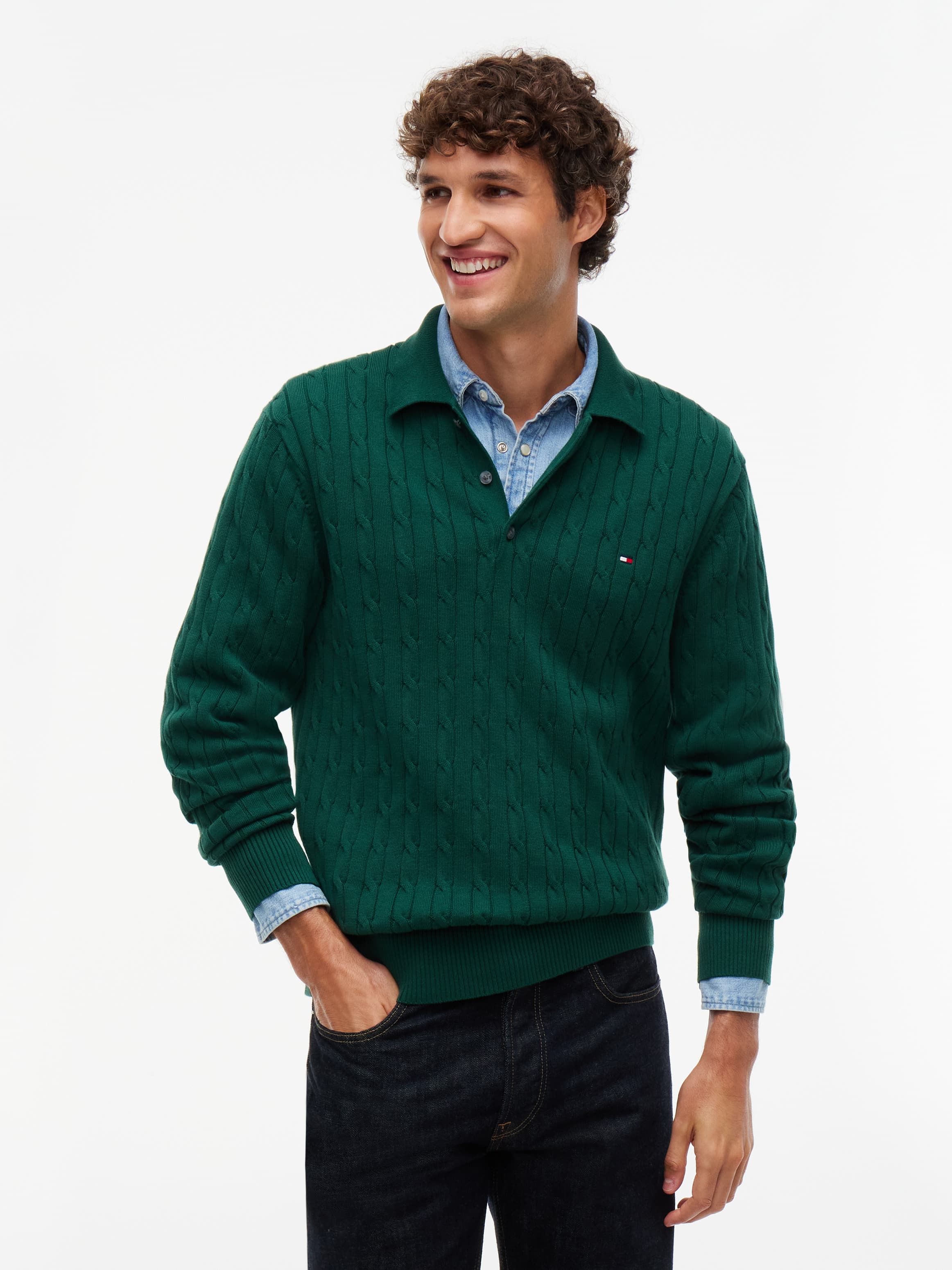 Cable Knit Polo Jumper