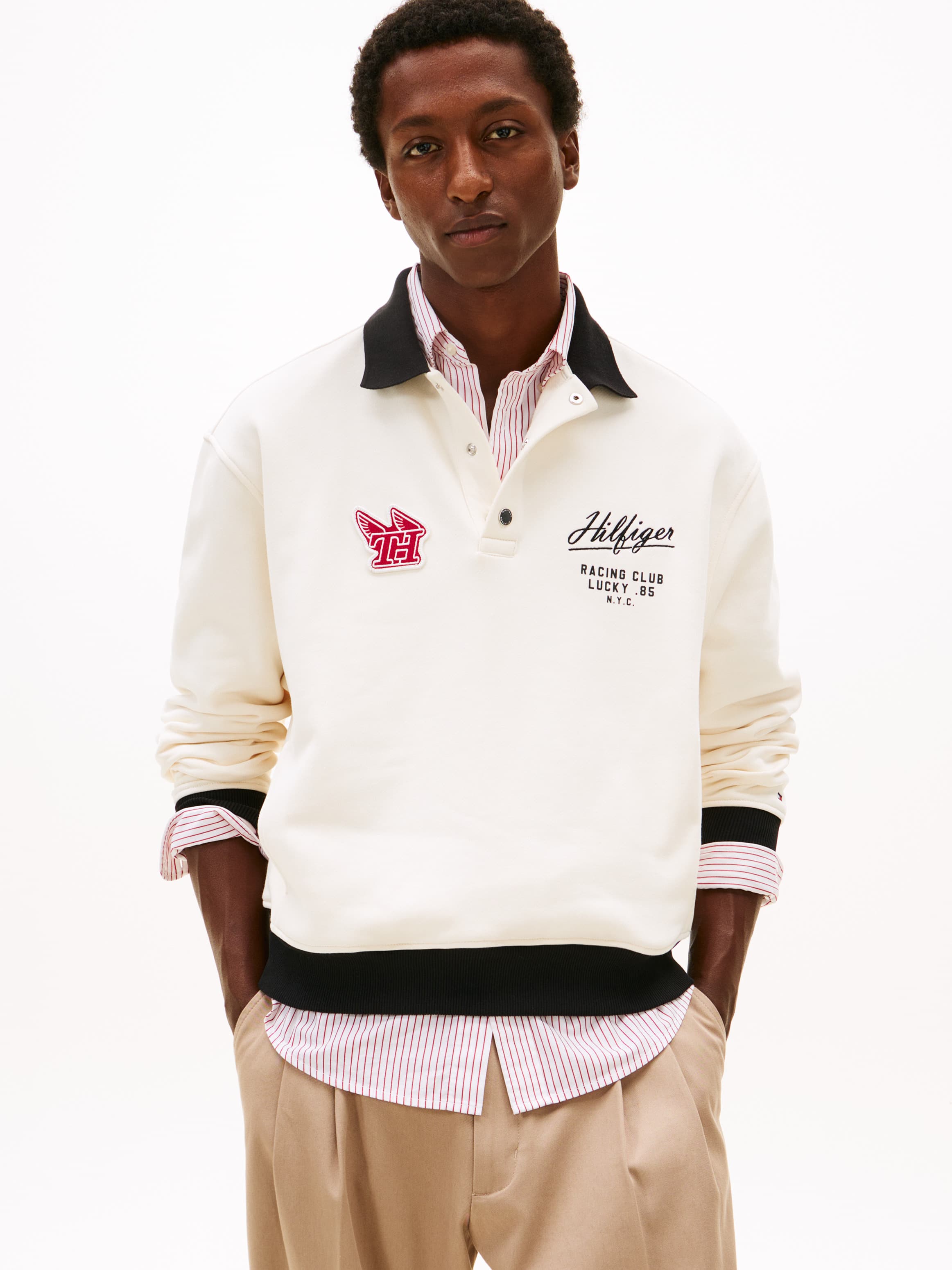 Logo Appliqué Rugby Collar Sweatshirt