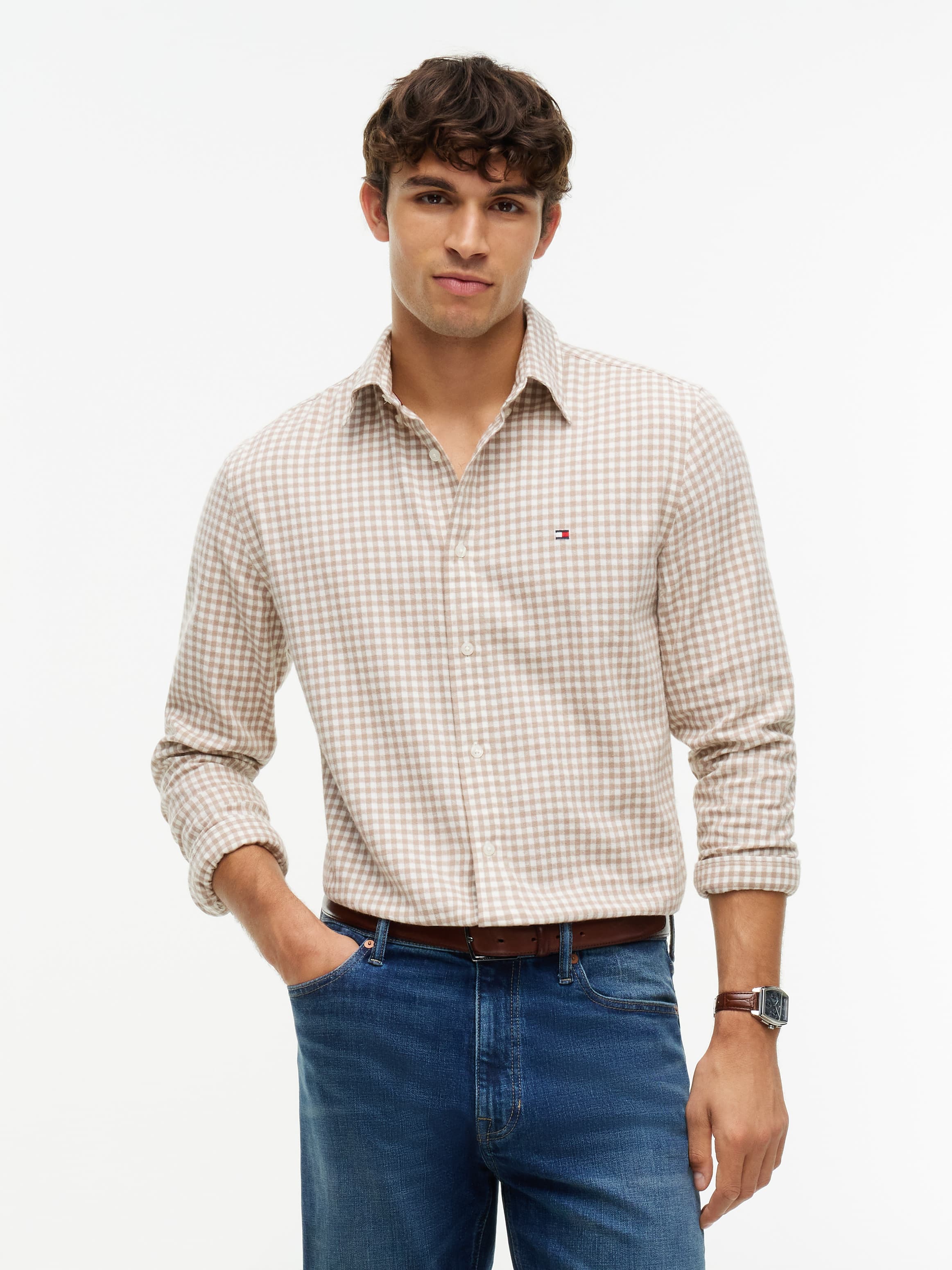 Regular Fit Gingham Dobby Flannel Shirt