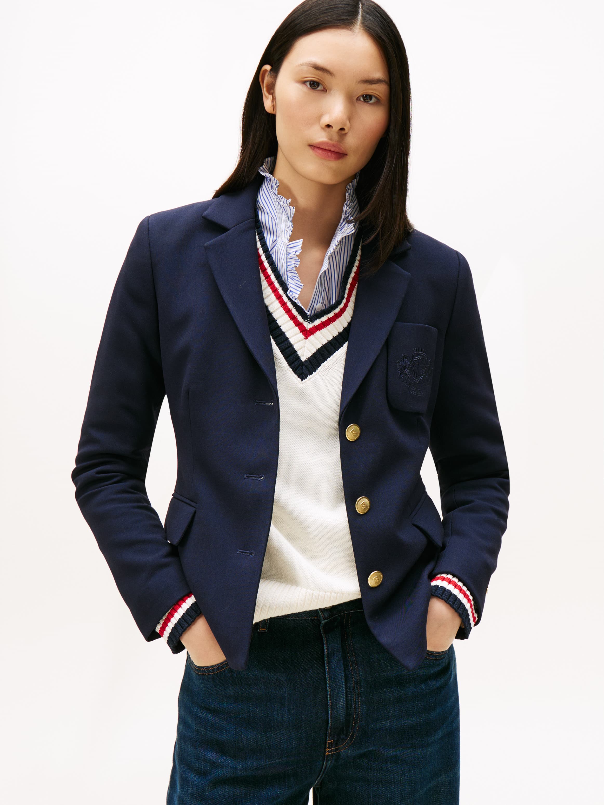 TH Crest Embroidery Slim Fit Blazer