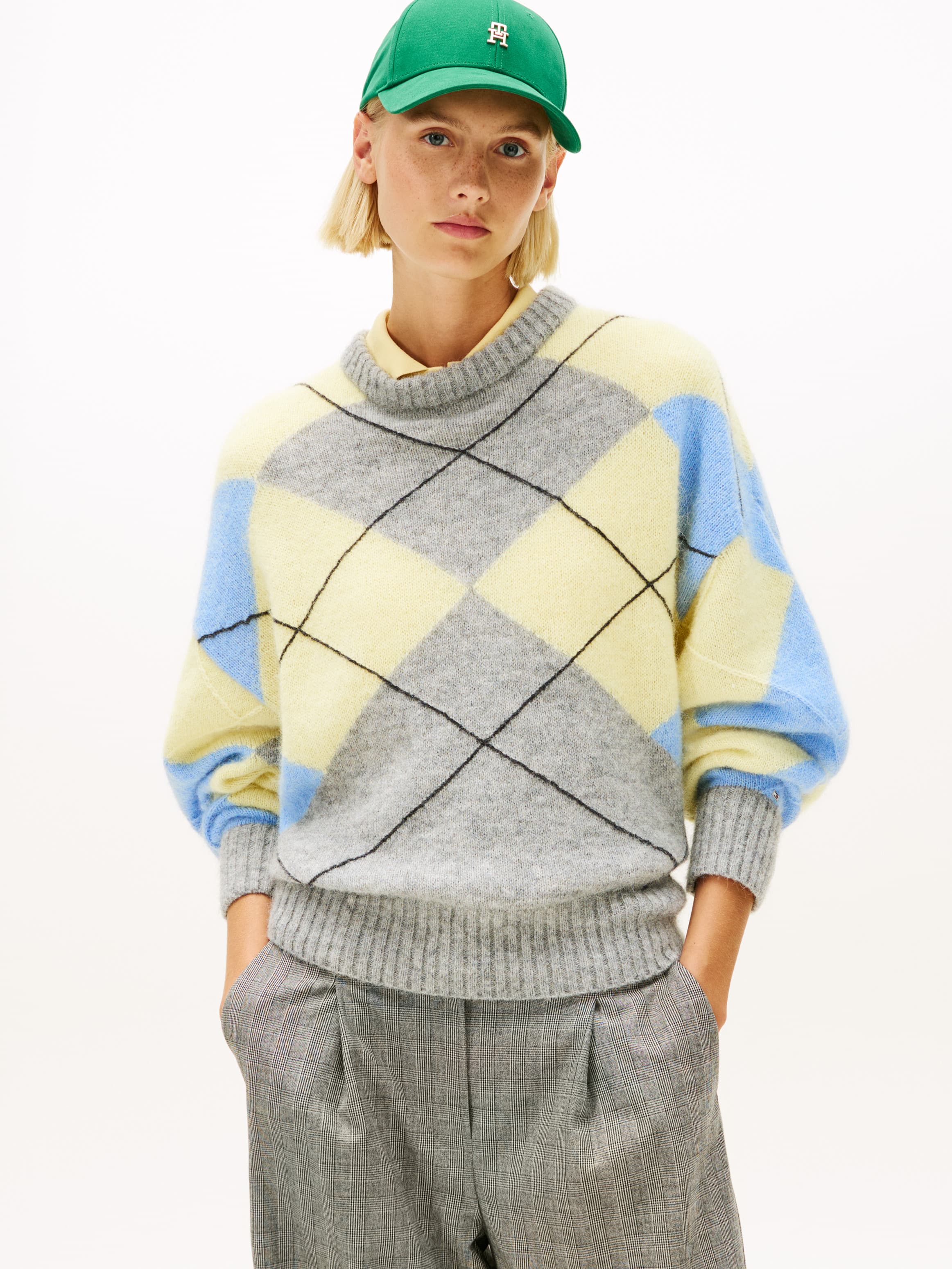 Argyle Oversized Alpaca Blend Jumper