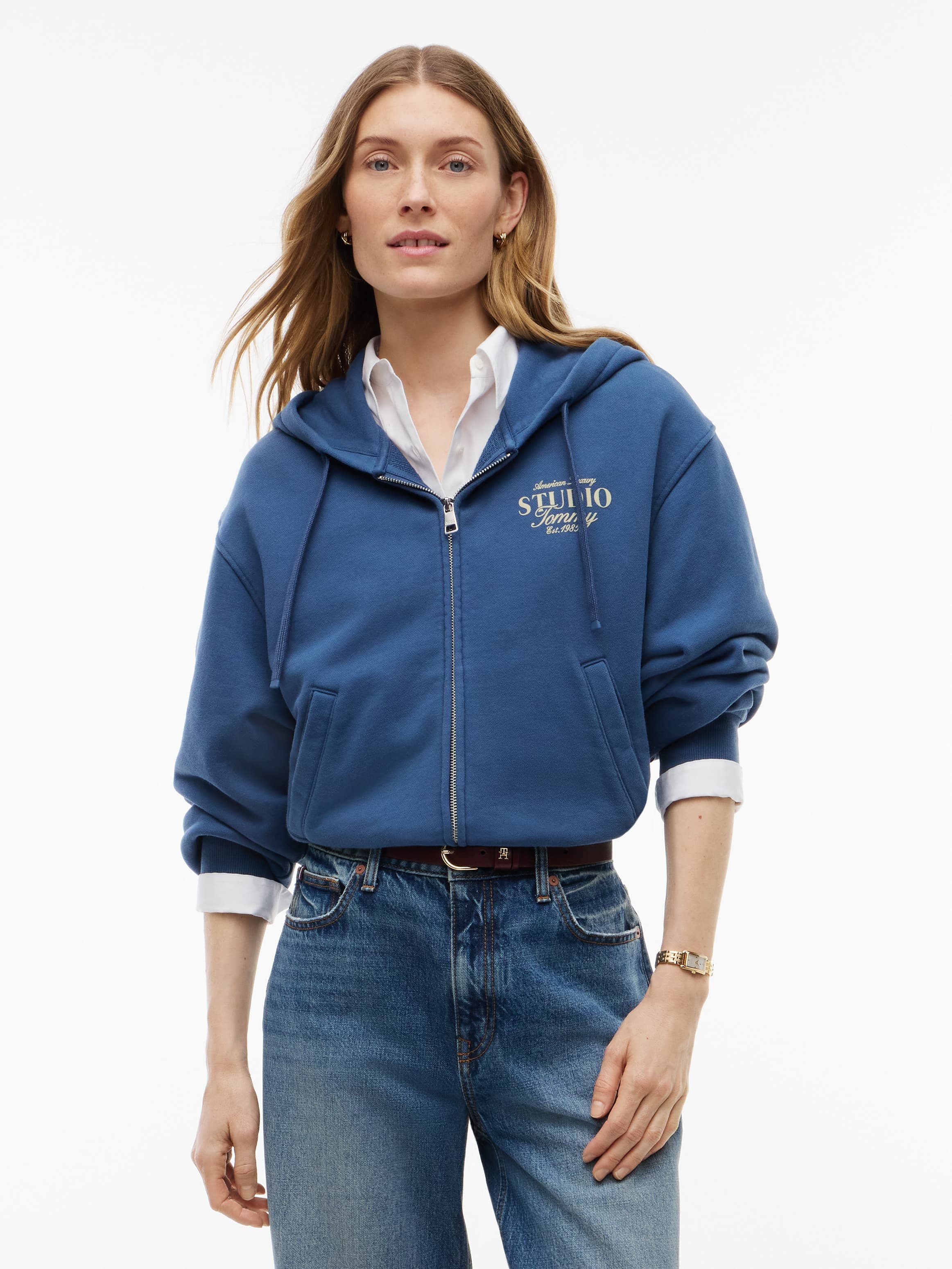 Logo Zip-Thru Oversized Hoody