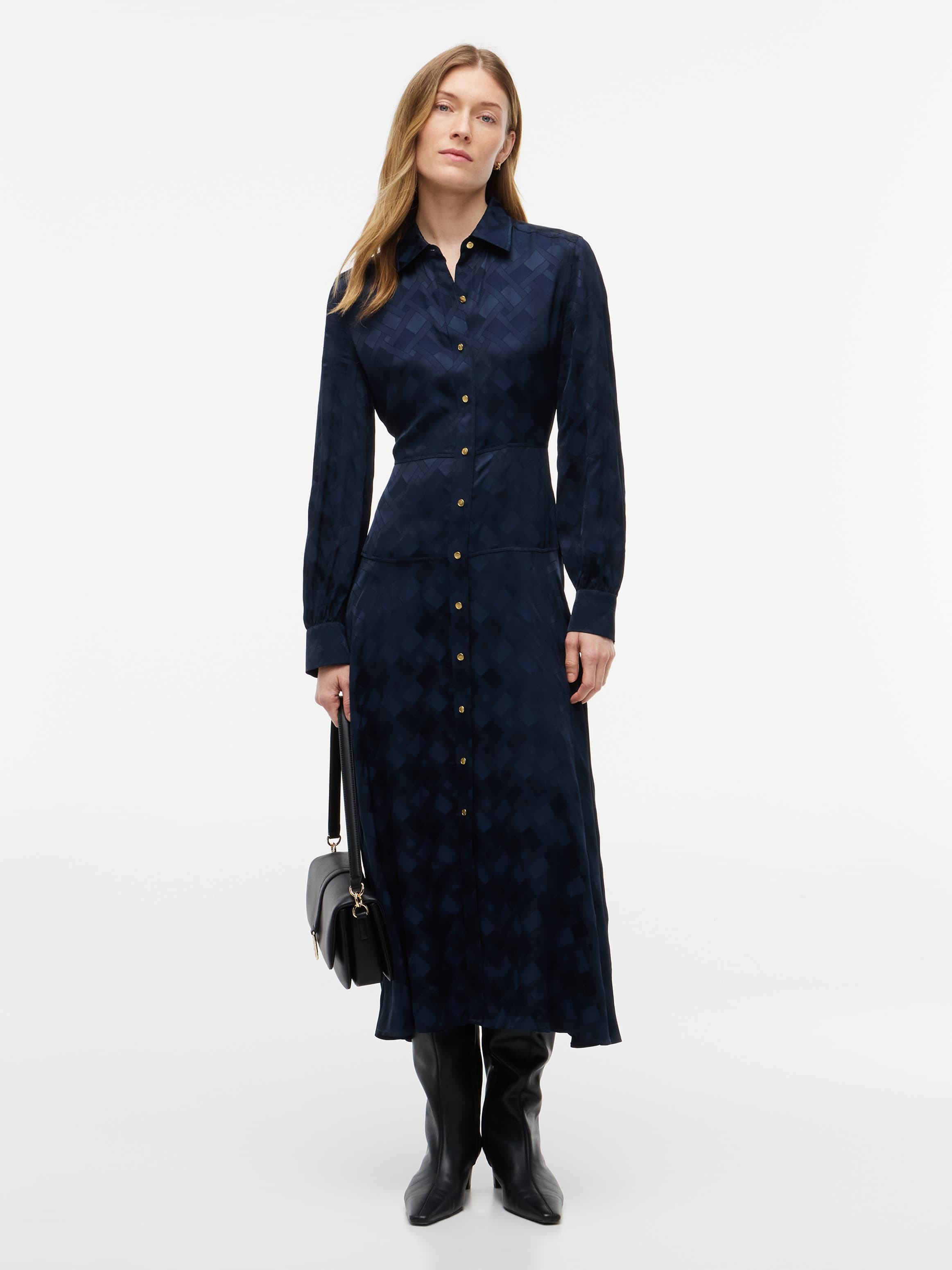 Jacquard Midi Shirt Dress