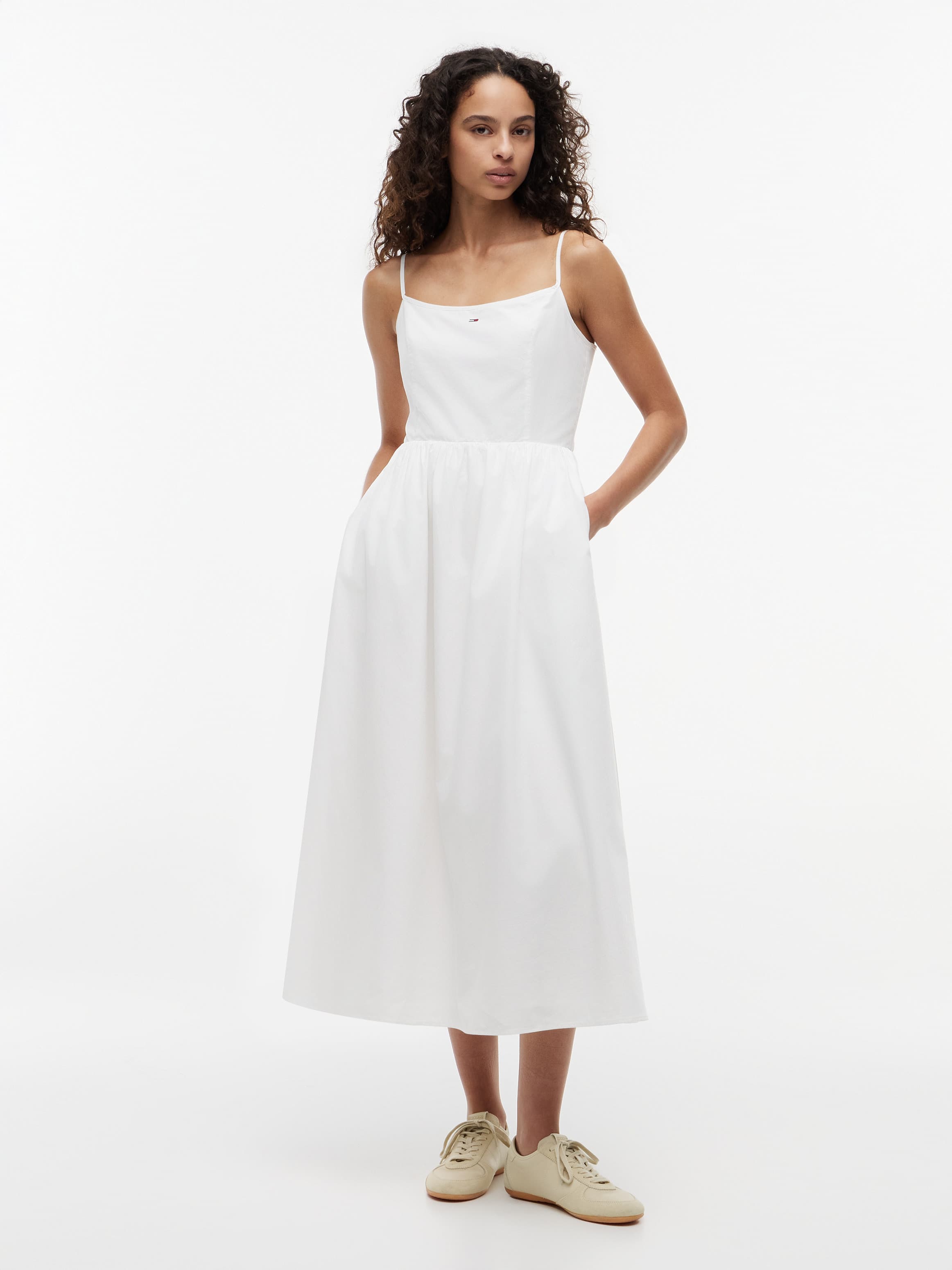 Crinkle Poplin Strap Maxi Dress
