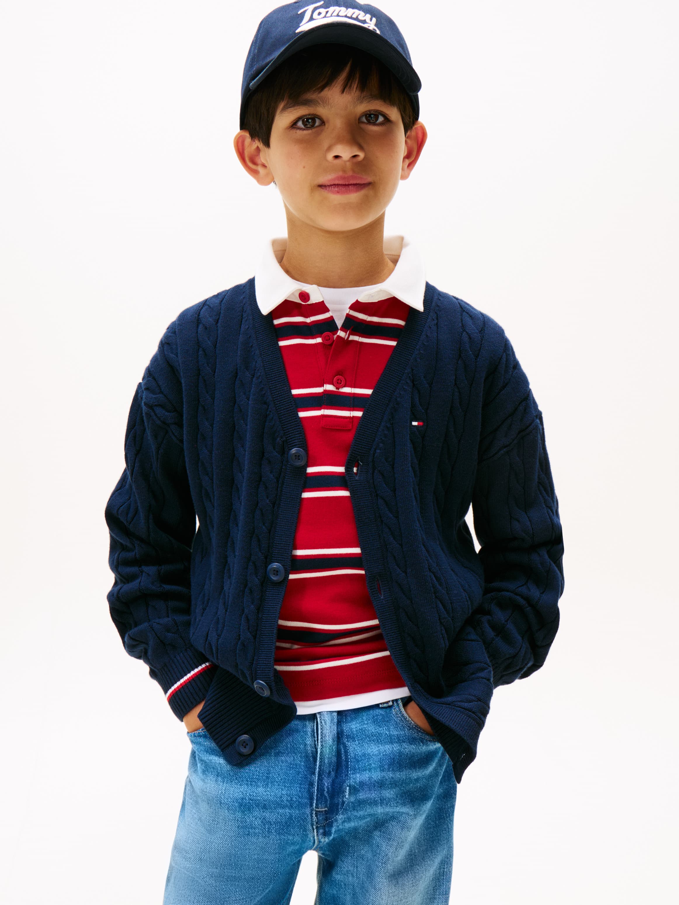 Signature Tape Cable Knit Cardigan