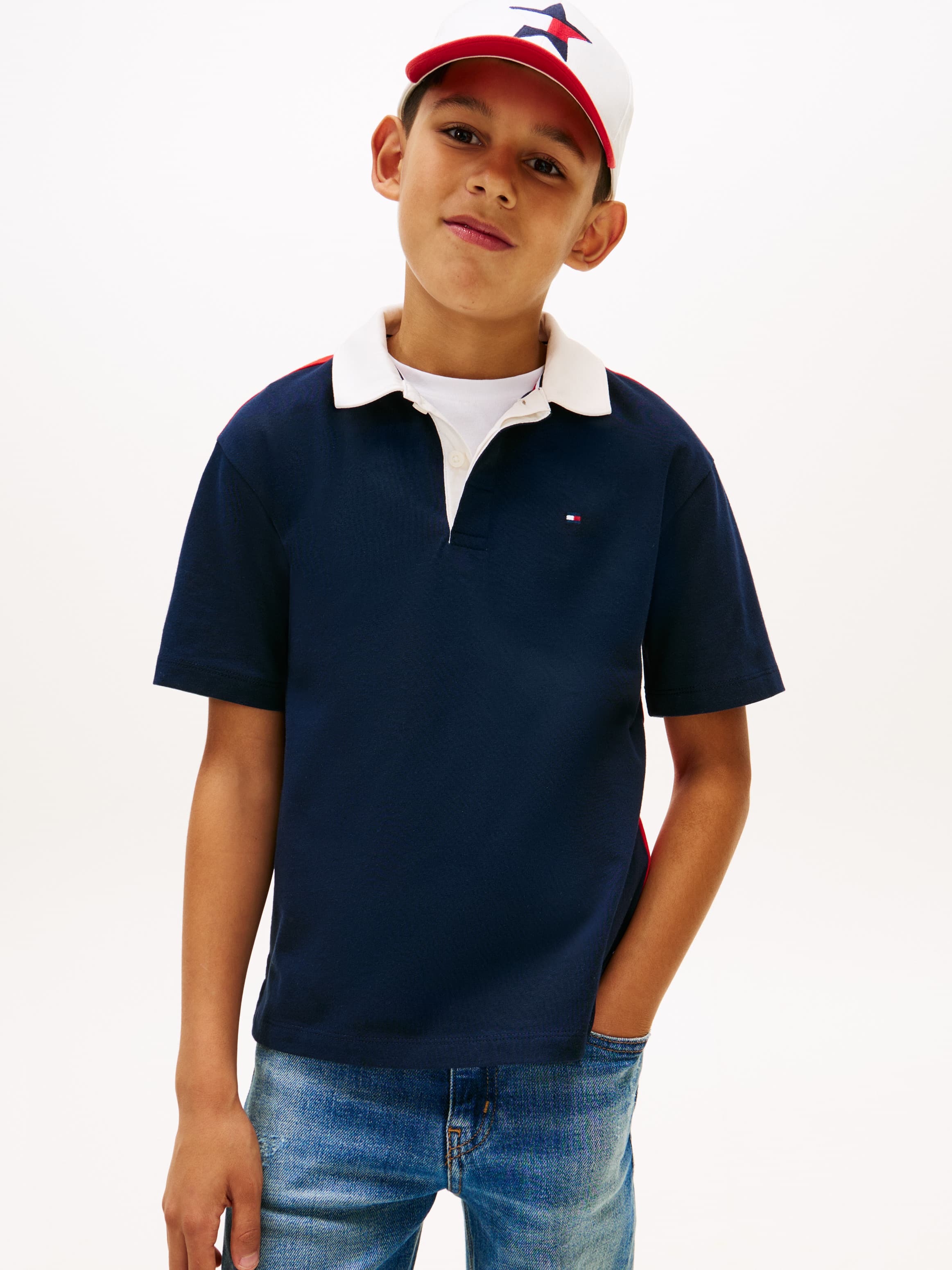 Regular Colour-Block Jersey Rugby Polo T-Shirt