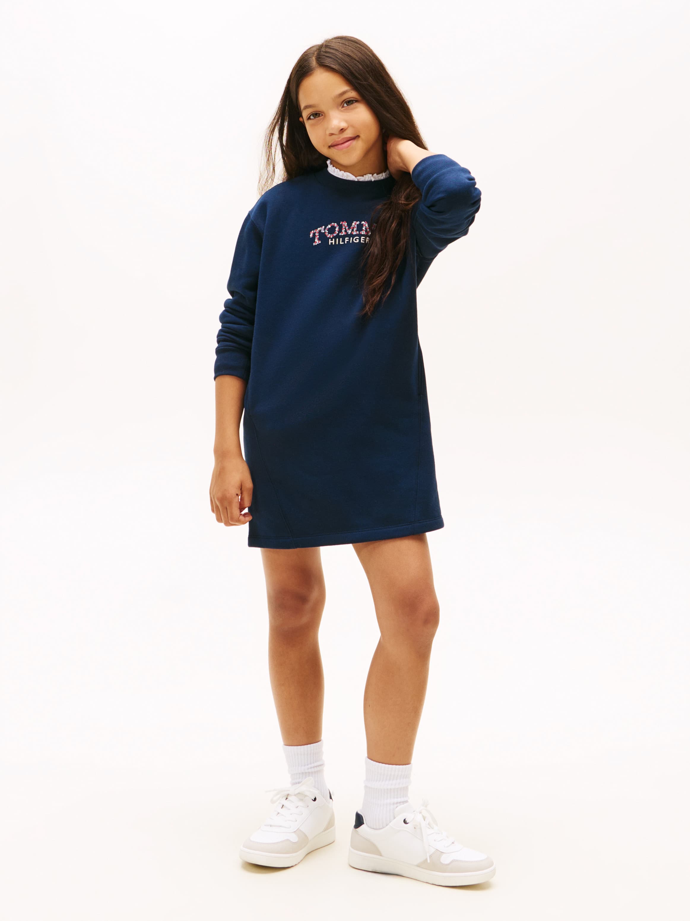 Floral Logo Fleece Relaxed Sweatshirt Dress