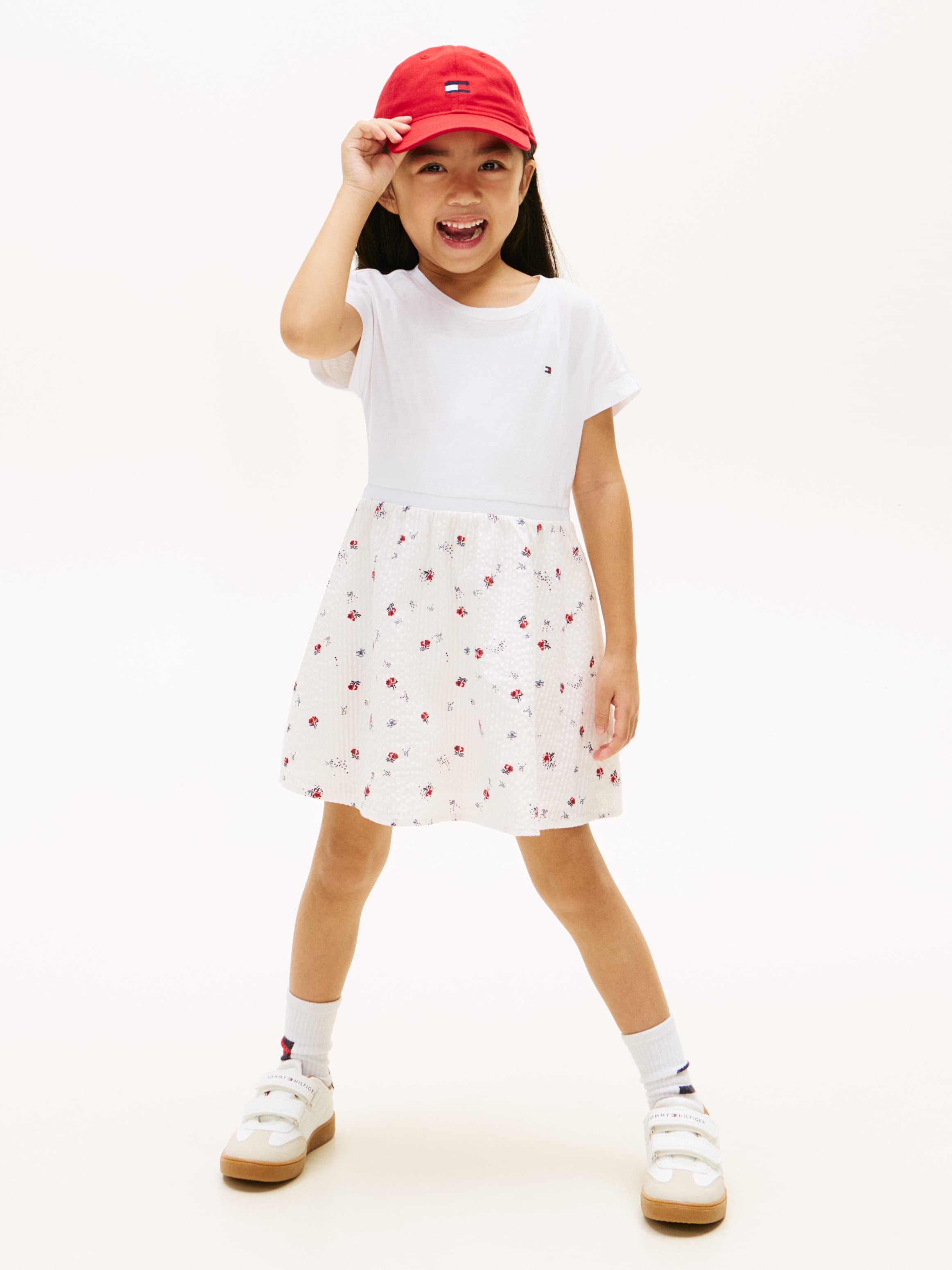 Seersucker Print Fit and Flare Dress