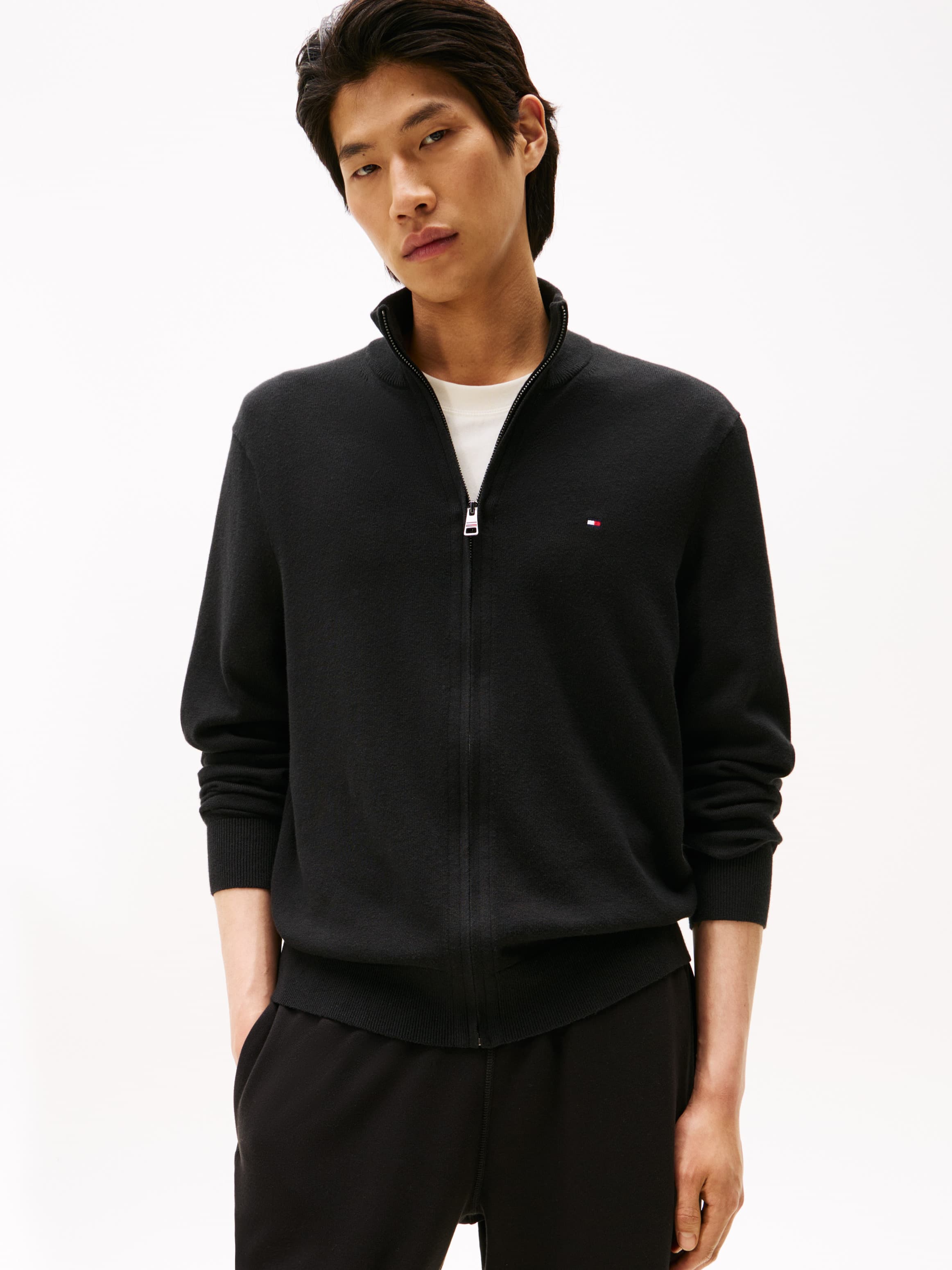 Zip-Thru Jumper with Cashmere