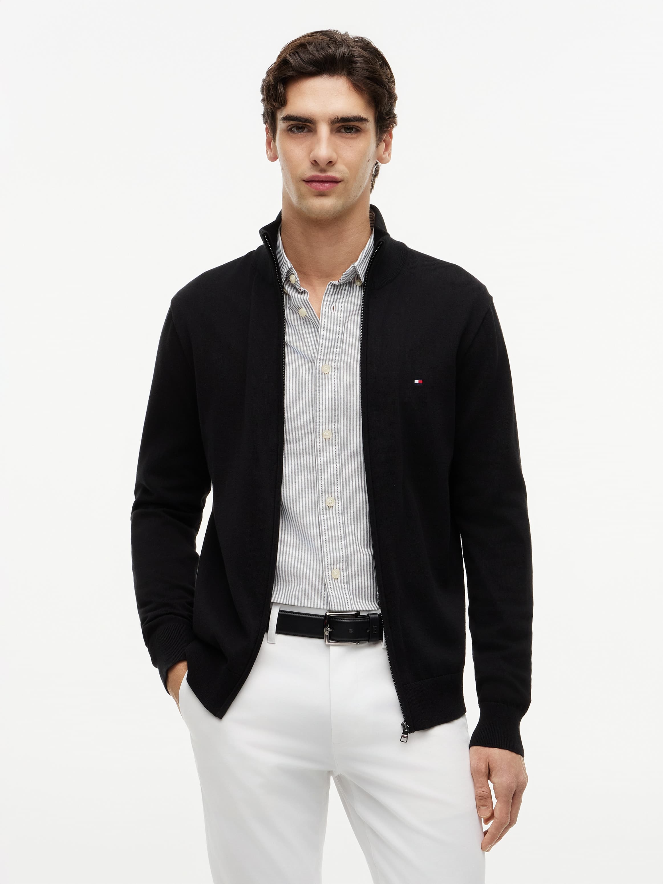 Zip-Thru Mock Turtleneck Jumper