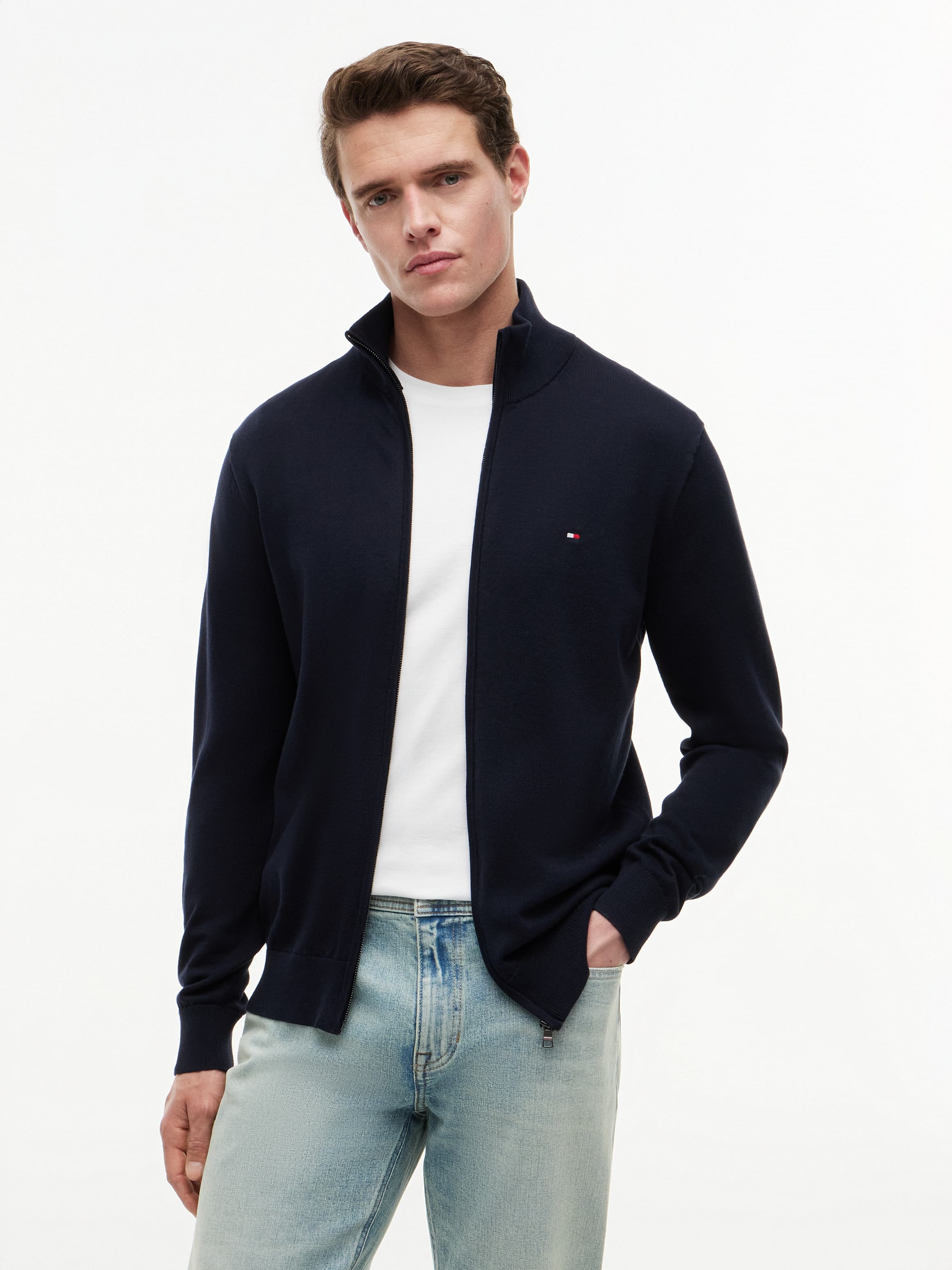 Zip-Thru Mock Turtleneck Jumper