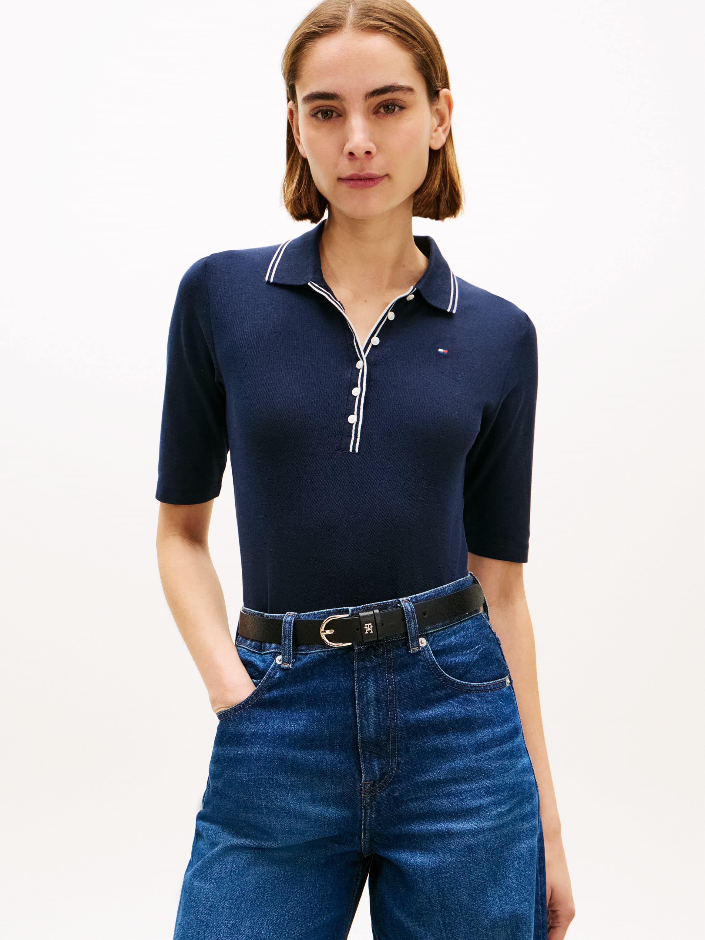 Slim Fit Tipped Half Sleeve Polo Shirt